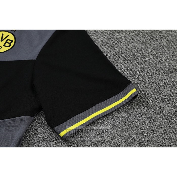 Camiseta De Futbol Polo del Borussia Dortmund 2022-2023 Gris y Negro